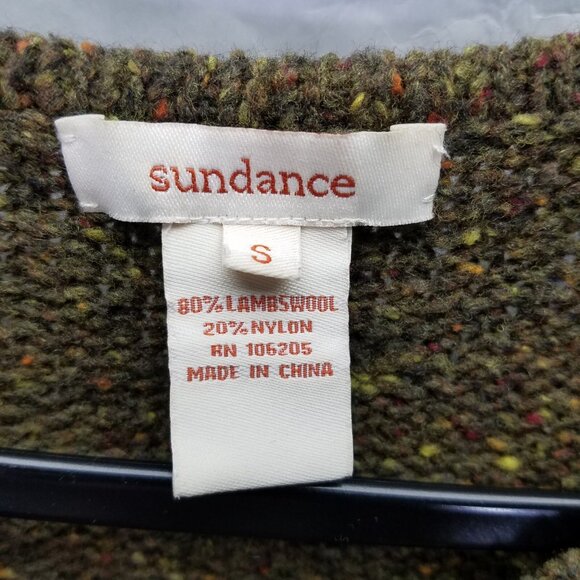 Sundance Full Zip Sweater Women's S Speckled Green Lambs Wool Cardigan Oversized - Picture 13 of 16